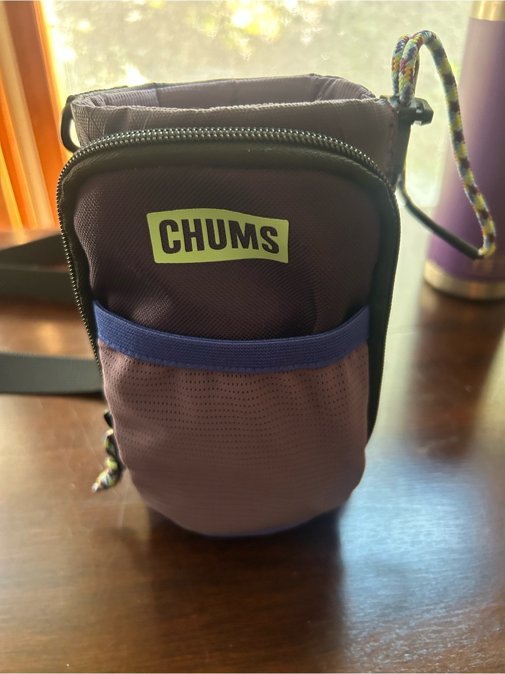 CHUMS Purple Crossbody Bottle Bag